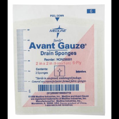 Picture of Medline Avant Sterile Gauze Drain Sponges, 2in, White, 70 Sponges Per Box, Case Of 40 Boxes