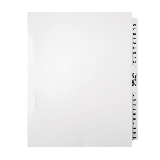 Picture of Office Depot Brand Legal Index Exhibit Unpunched Dividers With Laminated Tabs, Black/White, Numbered 26-50