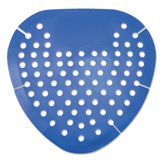 Picture of Genuine Joe Bubblegum Scent Urinal Screen - Tapered Drain Hole, Splash Resistant, Deodorizer - 12 / Box - Blue