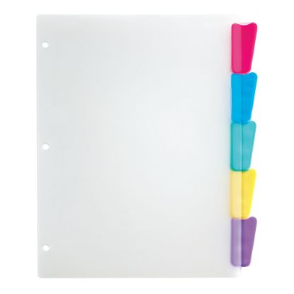 Picture of Office Depot Brand Plastic Dividers With Insertable Rounded Tabs, Multicolor, 5-Tab