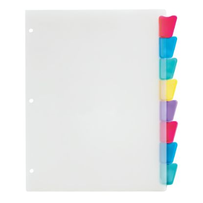 Picture of Office Depot Brand Plastic Dividers With Insertable Rounded Tabs, Assorted Colors, 8-Tab