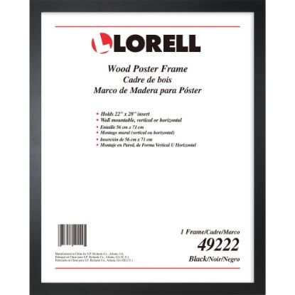 Picture of Lorell Solid Wood Poster Frame - 22in x 28in Frame Size - Rectangle - Horizontal, Vertical - 1 Each - Black