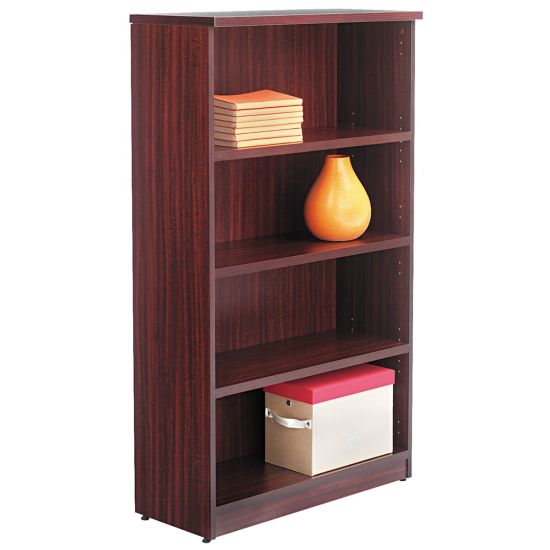 Picture of Alera Valencia 56inH 4-Shelf Bookcase/Storage Cabinet, Mahogany