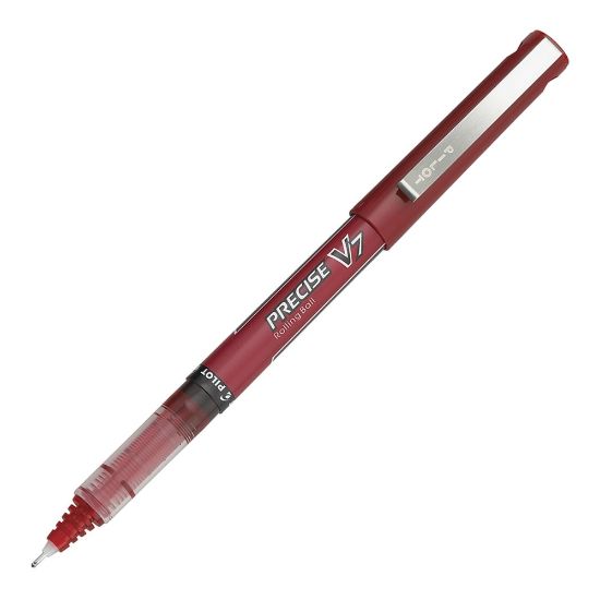 Picture of Pilot Precise V7 Liquid Ink Rollerball Pens, Fine Point, 0.7 mm, Red Barrel, Red Ink, Pack Of 12