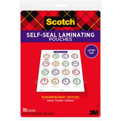 Picture of Scotch Laminating Pouches, 9 in x 11-1/2 in, 10 Laminating Sheets, Clear