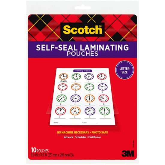 Picture of Scotch Laminating Pouches, 9 in x 11-1/2 in, 10 Laminating Sheets, Clear