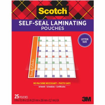 Picture of Scotch Self-Seal Laminating Pouches, 25 Laminating Sheets, Laminate Business Cards, Banners and Essays, Ideal Office or Back to School Supplies, Fits Letter Size (9 in. x 11.5 in.) Paper