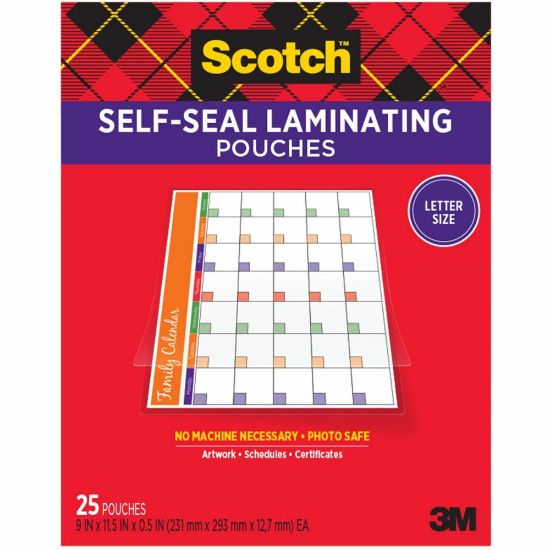 Picture of Scotch Self-Seal Laminating Pouches, 25 Laminating Sheets, Laminate Business Cards, Banners and Essays, Ideal Office or Back to School Supplies, Fits Letter Size (9 in. x 11.5 in.) Paper