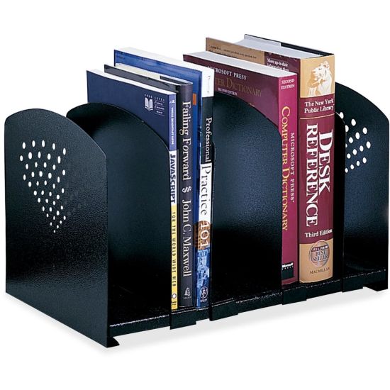 Picture of Safco 5 Section Adjustable Book Rack - 5 Divider(s) - 9.3in Height x 15.5in Width x 9in Depth - Desktop - Black - Steel - 1Each