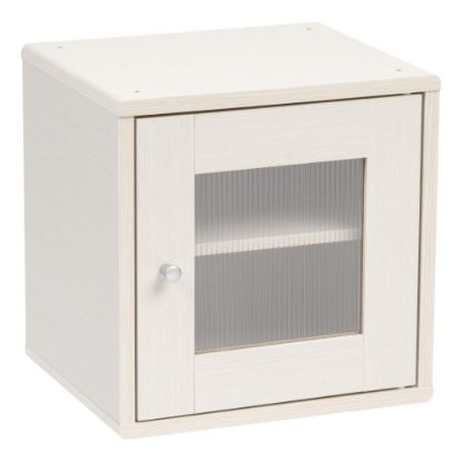 Picture of IRIS 14inH Cube Storage With Window Door, White Pine