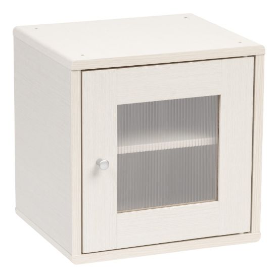 Picture of IRIS 14inH Cube Storage With Window Door, White Pine