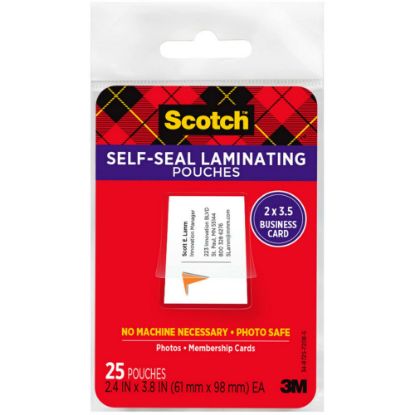 Picture of Scotch Thermal Laminating Pouches, 25 Laminating Sheets, Laminate Business Cards, Banners and Essays, Ideal Office or Back to School Supplies, Fits Business Card Size (2.4 in. x 3.8 in.) Paper