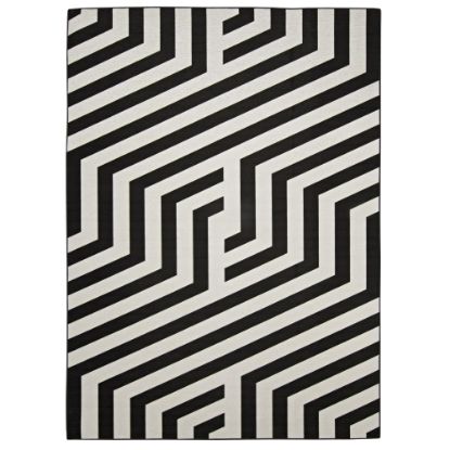 Picture of Linon Washable Outdoor Area Rug, Natrona, 2ft x 3ft, Ivory/Black