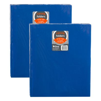 Picture of C-Line 2-Pocket Heavyweight Poly Portfolio Folders With Prongs, 8-1/2in x 11in, Blue, 10 Folders Per Pack, Set Of 2 Packs