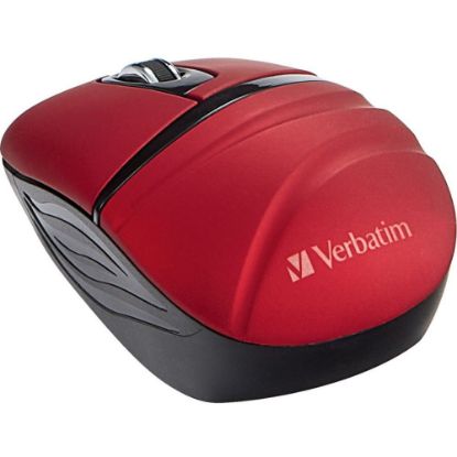 Picture of Verbatim Wireless Mini Travel Mouse, Commuter Series - Red - Optical - Wireless - Radio Frequency - 2.40 GHz - Red - 1000 dpi - 3 Button(s)