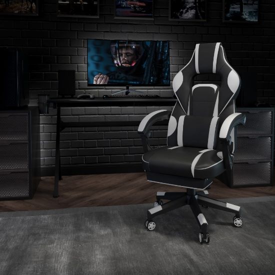 Picture of Flash Furniture X40 Gaming Chair With Fully Reclining Back And Arms, White/Black