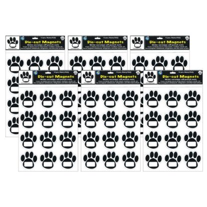 Picture of Ashley Productions Die-Cut Magnets, Black Paw Prints, 11in x 8-1/2in, 12 Magnets Per Pack, Set Of 6 Packs