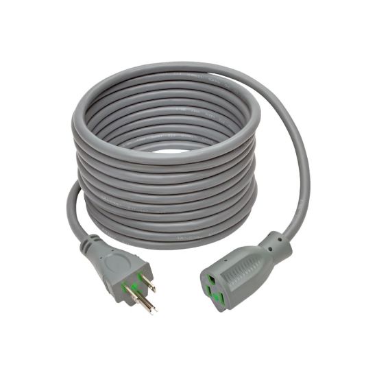 Picture of Eaton Tripp Lite Series Hospital-Grade Extension Cord, NEMA 5-15P to NEMA 5-15R - Green Dot, 13A, 125V, 16 AWG, 15 ft. (4.57 m), Gray - Power extension cable - NEMA 5-15R (R) to NEMA 5-15P (P) - AC 125 V - 13 A - 15 ft - molded - gray