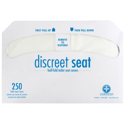 Picture of Hospeco Discreet Seat Half-Fold Toilet Seat Covers, White, 250 Sheets Per Pack, Case Of 20 Packs