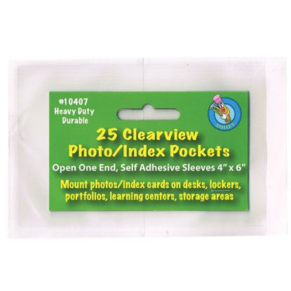 Picture of Ashley Productions Photo/Index Card Pockets, 4in x 6in, Clear, 25 Pockets Per Pack, Set Of 5 Packs