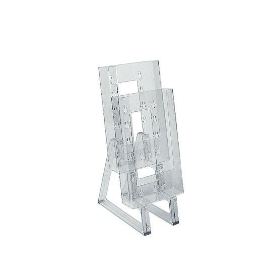 Picture of Azar Displays 2-Tier Modular Brochure Holders, 2-Pocket, Crystal Styrene, 11 1/2inH x 4 1/2inW x 5 3/4inD, Clear, Pack Of 2