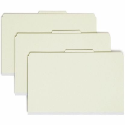 Picture of Smead Classification Folders, With SafeSHIELD Coated Fasteners, 3 Dividers, 3in Expansion, Legal Size, 60% Recycled, Gray/Green, Box Of 10