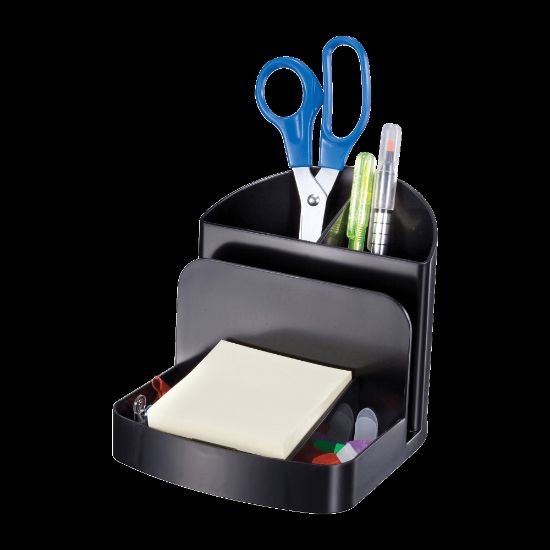 Picture of Officemate Deluxe Desk Organizer - 5 Compartment(s) - 5in Height x 5.4in Width x 6.8in DepthDesktop - 30% Recycled - Black - Plastic - 1 Each