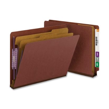 Picture of Smead Full End-Tab Classification Folder With SafeSHIELD Fastener, 2in Expansion, 1 Divider, 8 1/2in x 11in, Letter, 60% Recycled, Red, Box of 10