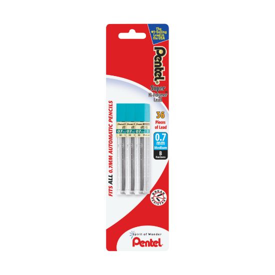 Picture of Pentel Super Hi-Polymer Lead Refills, Medium Point, 0.7 mm, B Hardness, Pack Of 36 Refills