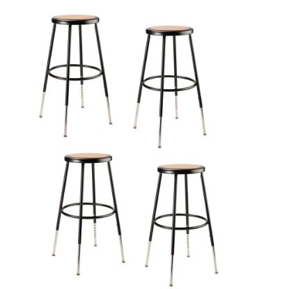 Picture of National Public Seating Adjustable Hardboard Stools, 25 - 32 1/2inH, Black, Set of 4