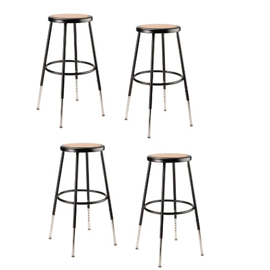 Picture of National Public Seating Adjustable Hardboard Stools, 25 - 32 1/2inH, Black, Set of 4