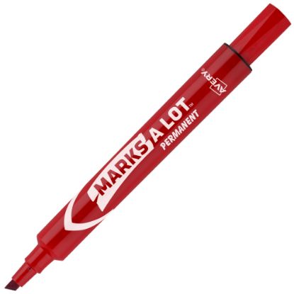 Picture of Avery Marks A Lot Permanent Markers, Chisel Tip, Large Desk-Style Size, Red, Pack Of 12