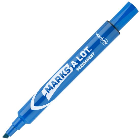 Picture of Avery Marks A Lot Permanent Markers, Chisel Tip, Large Desk-Style Size, Blue, Pack Of 12