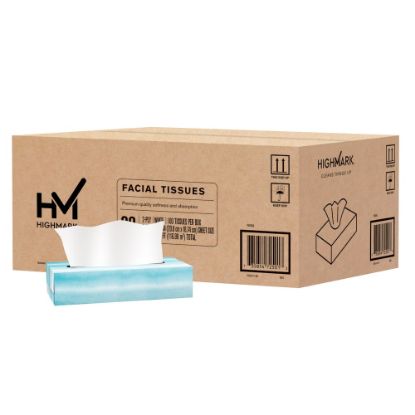 Picture of Highmark 2-Ply Facial Tissue, Flat Box, White, 100 Tissues Per Box, Case Of 30 Boxes