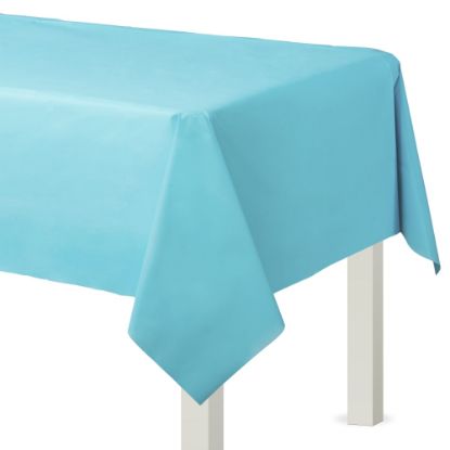 Picture of Amscan Flannel-Backed Vinyl Table Covers, 54in x 108in, Caribbean Blue, Set Of 2 Covers