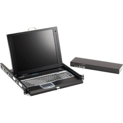 Picture of Black Box ServTray Complete, 17in , Single-Port KVM Module, DVI, VGA, PS/2 or USB - 17in LCD - 1024 x 768 - 1 x PS/2 Port - 1 x USB - 1 x DVI - 1 x VGA - 1 - Keyboard12 V DC Input Voltage - 1U High - TAA Compliant