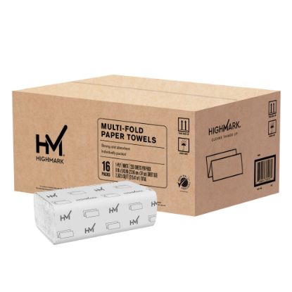 Picture of Highmark ECO Multi-Fold 1-Ply Paper Towels, 250 Sheets Per Pack, Case Of 16 Packs