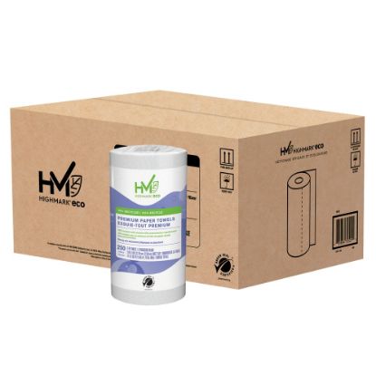 Picture of Highmark ECO 2-Ply Premium Paper Towels, 9in x 11in, 100% Recycled, 250 Sheets Per Roll, Pack of 12 Rolls