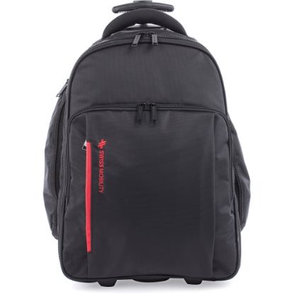 Picture of Swiss Mobility Carrying Case (Rolling Backpack) for 15.6in Notebook - Black - Bump Resistant Interior, Scratch Resistant Interior - Telescoping Handle, Shoulder Strap - 21in Height x 10in Width x 15in Depth - 1 Each