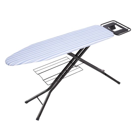 Picture of Honey-Can-Do Quad-Leg Ironing Board With Iron Rest And Sweater Shelf, 39inH x 15inW x 15inD, Black/Blue