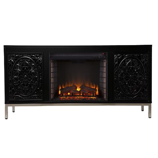 Picture of SEI Furniture Winsterly Electric Fireplace, 29inH x 58inW x 15inD, Black/Champagne