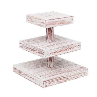 Picture of Mind Reader 3-Tier Square Cupcake Tower, 12-13/16inH x 11-13/16inW x 11-13/16inD, Brown