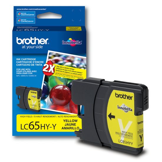 Picture of Brother LC65 Yellow High-Yield Ink Cartridge, LC65HY-Y