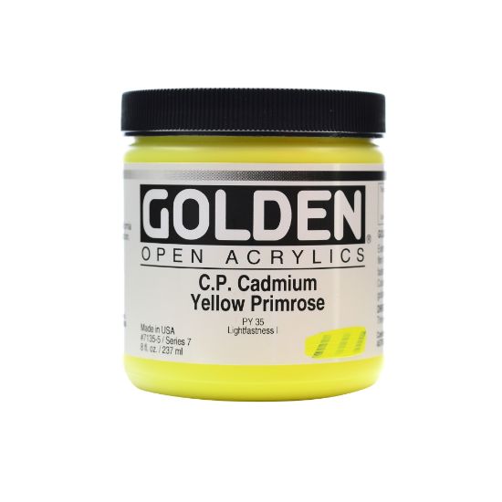 Picture of Golden OPEN Acrylic Paint, 8 Oz Jar, Cadmium Yellow Primrose (CP)