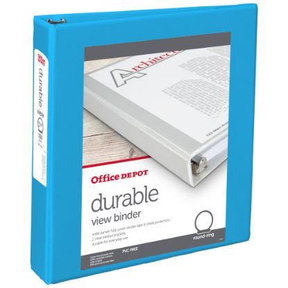 Picture of Office Depot Brand 49% Recycled Durable View Round-Ring Binders, 1-1/2in Round Rings, Blue