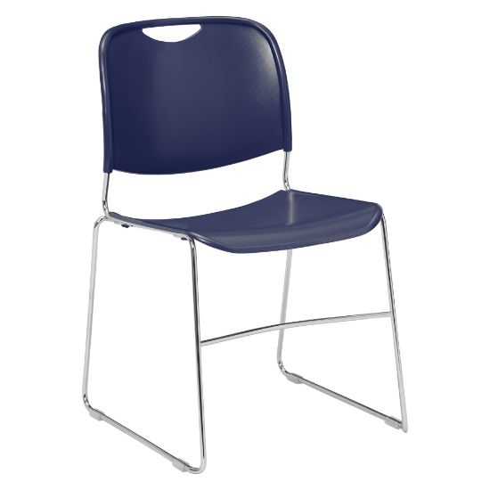 Picture of National Public Seating 8500 Plastic Stacking Chair, Blue/Chrome