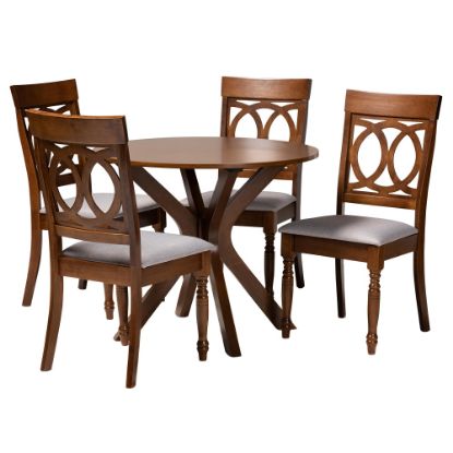 Picture of Baxton Studio Jessie Dining Set, 29-15/16inH x 35-7/16inW x 35-7/16inD, Light Gray/Walnut