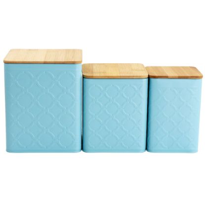 Picture of MegaChef 3-Piece Square Iron Canister Set, Turquoise