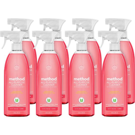 Picture of Method All-Purpose Cleaner - 28 fl oz (0.9 quart) - Pink Grapefruit Scent - 8 / Carton - Non-toxic - Light Pink