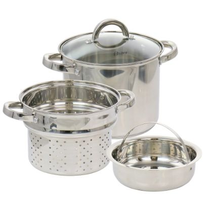 Picture of Oster Sangerfield 4-Piece 5-Quart Stainless Steel Pasta Pot, Silver